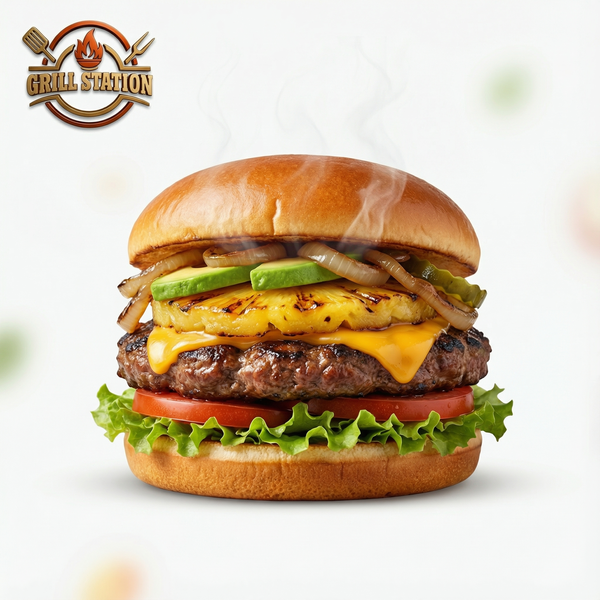 The Hawaiian Engine burger with grilled pineapple in Saskatoon, SK