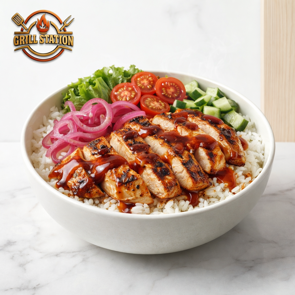 Chicken Rice Bowl at Grill Station Saskatoon